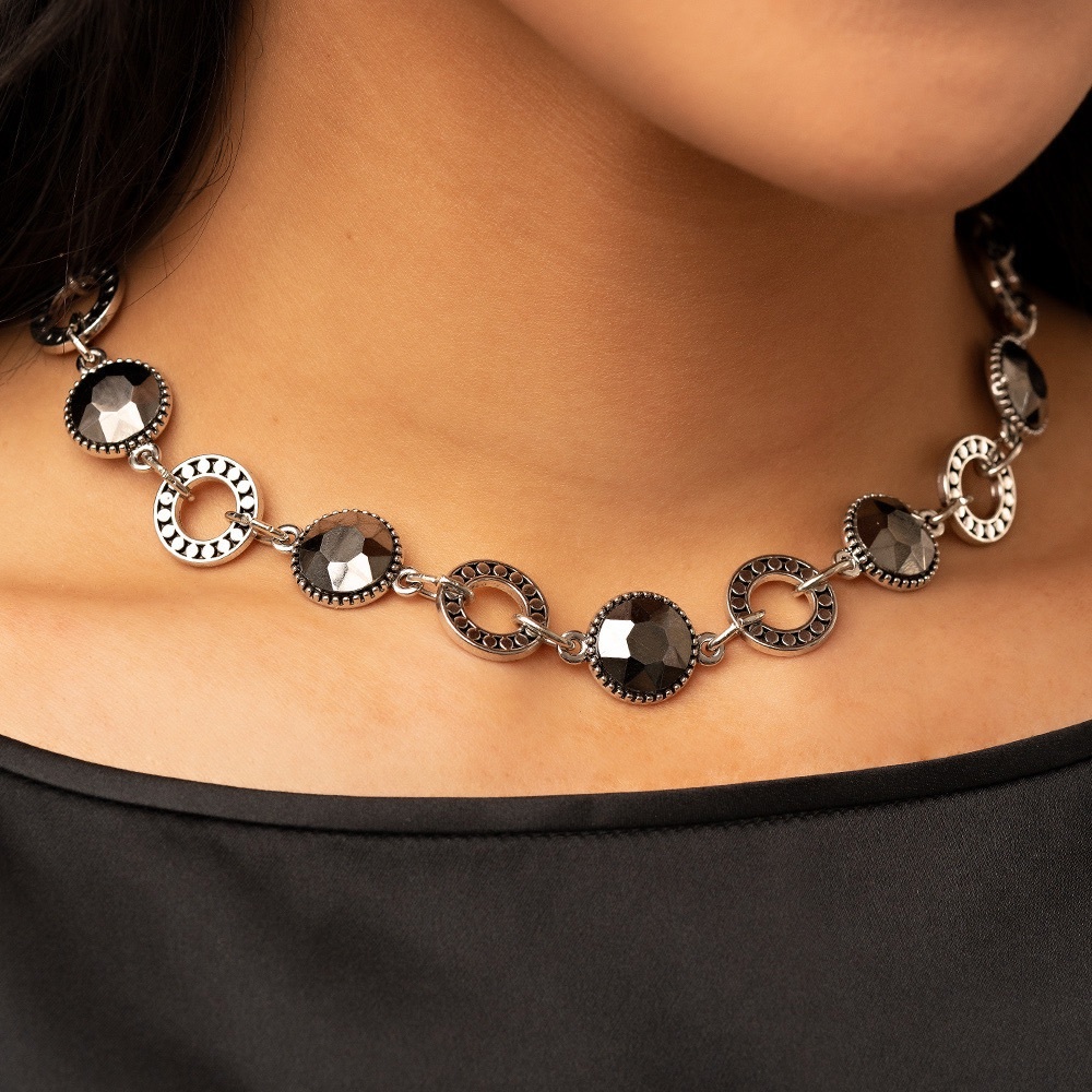 Rhinestone Rollout - Silver Necklace